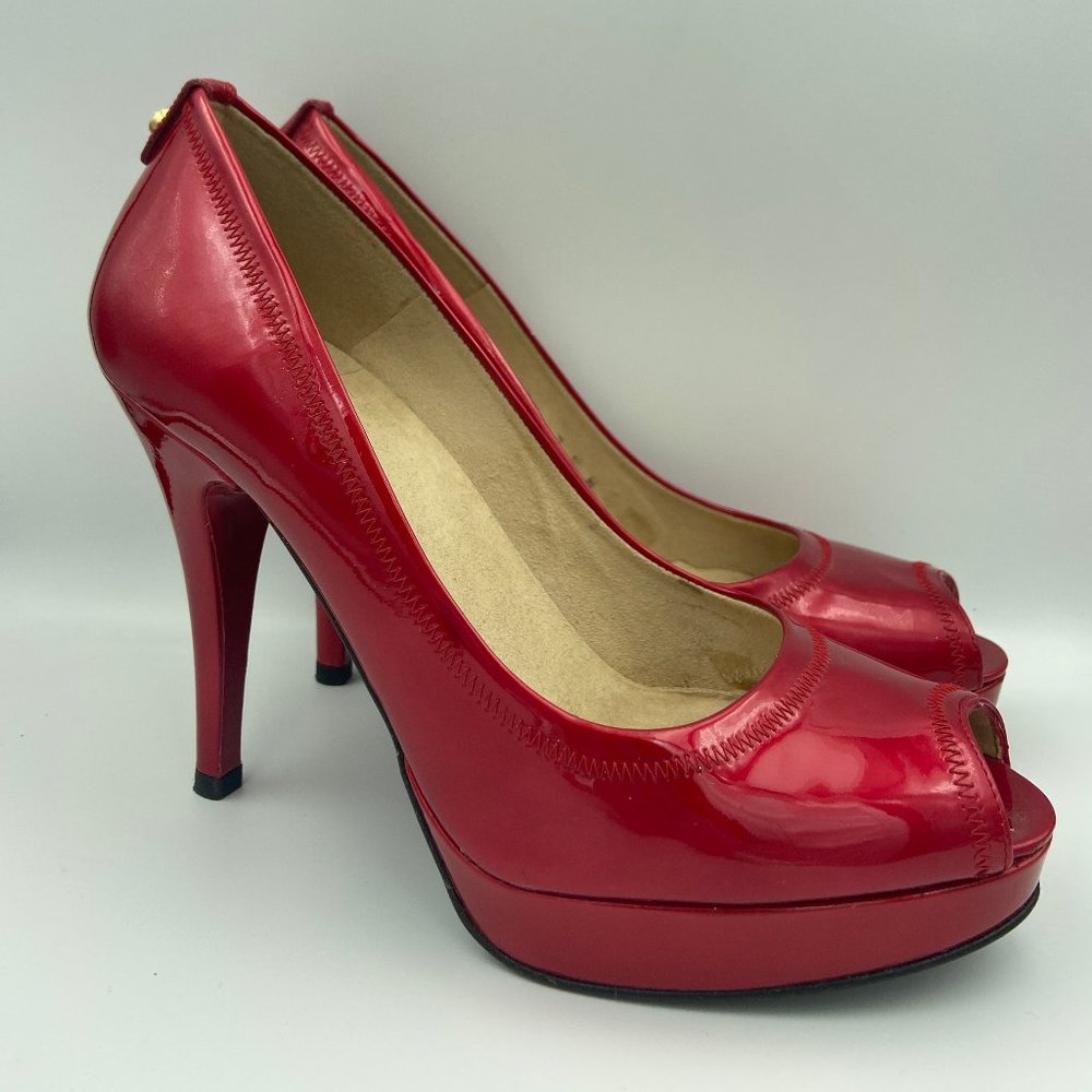 Stuart Weitzman Red Peep Toe Heel Pump